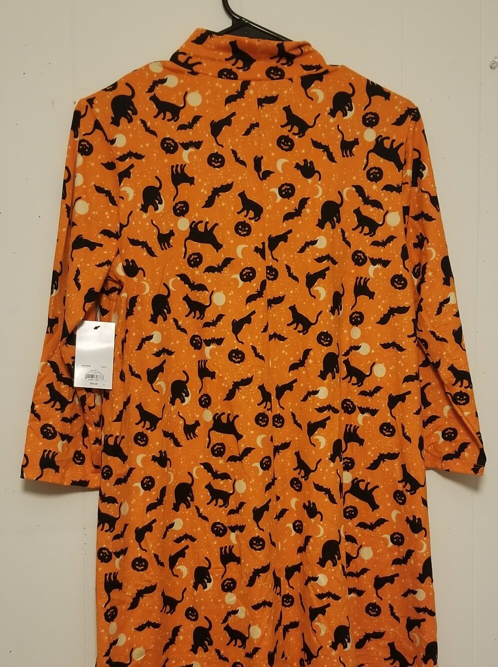Womens Orange Halloween Mock Neck Dress Shirtdress O Oversized Shirt- Small